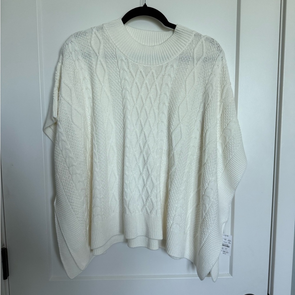 J. Crew Factory Cream Cable Knit Poncho
